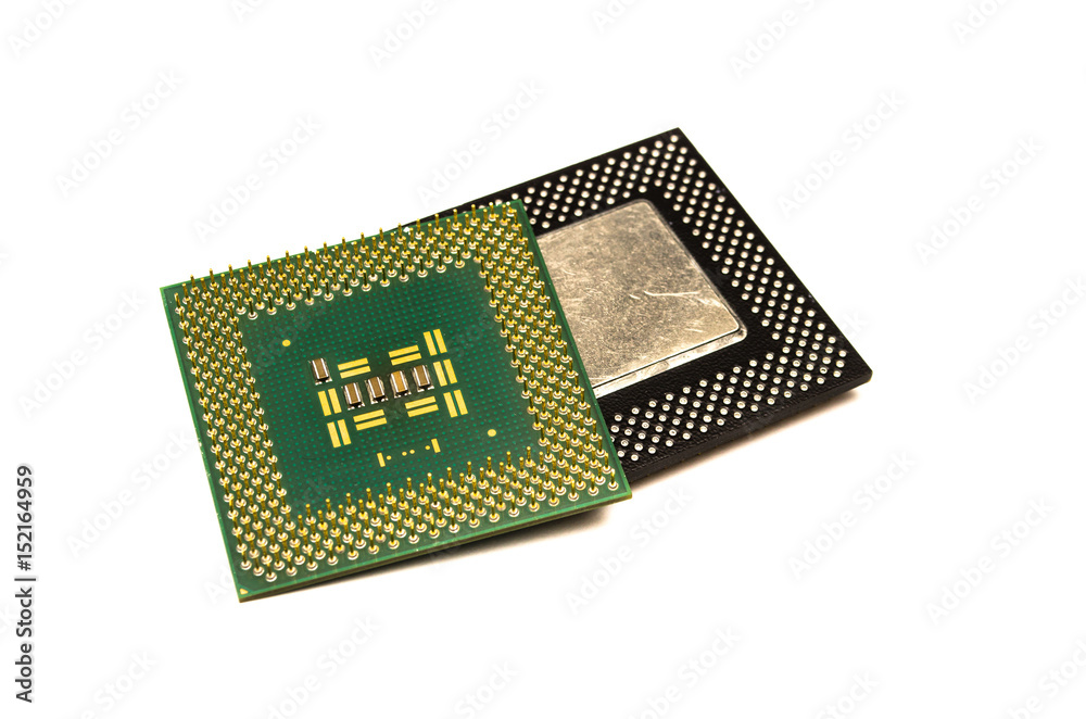 Processor chip. Computer component - cpu (central processing unit) isolated on white background. Processor chip. Computer component - cpu (central processing unit) isolated on white background.