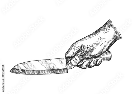 Hand holding a knife vector