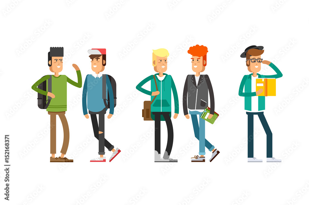 Flat illustratuion set of students