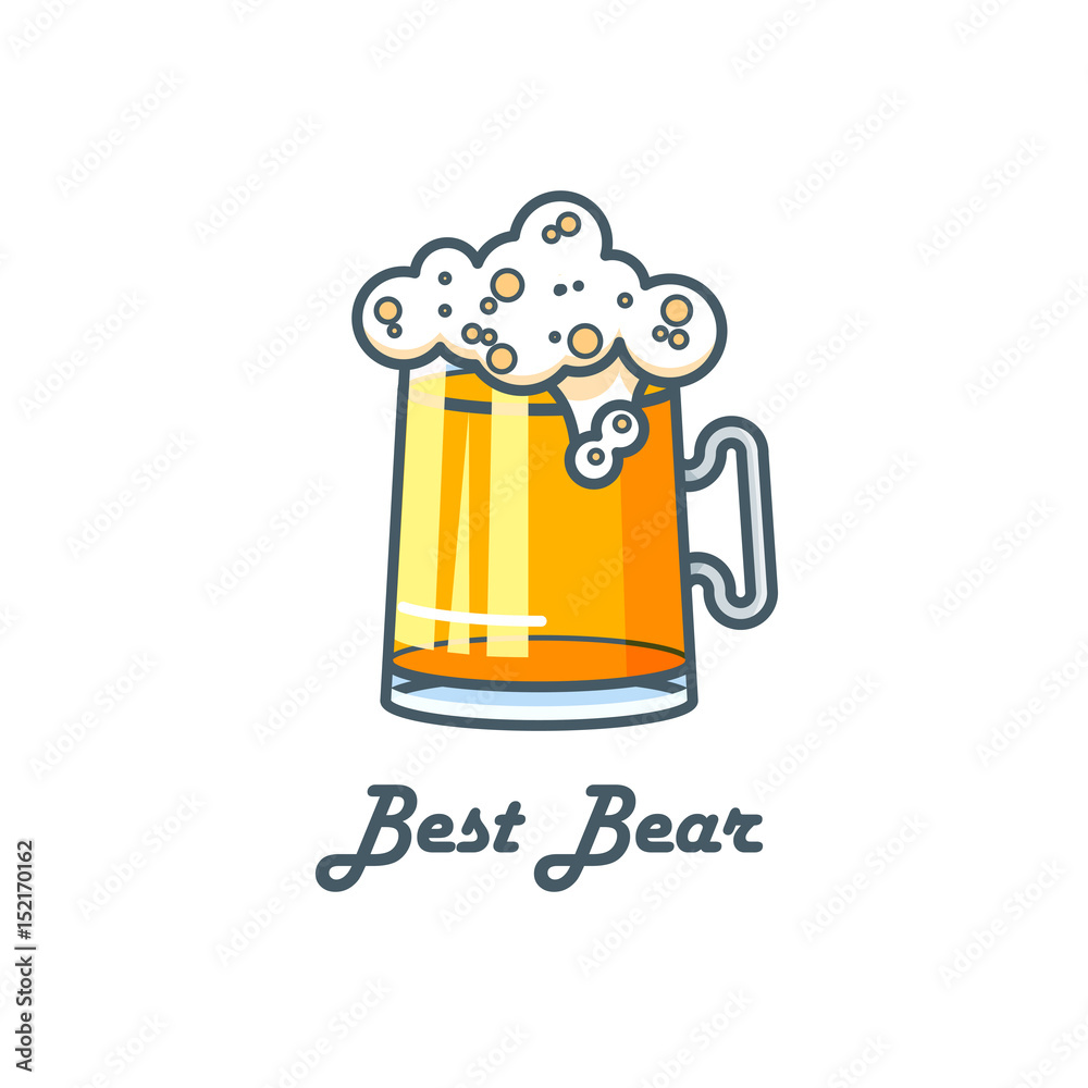 Fotografie Beer logo. Line art vector illustration