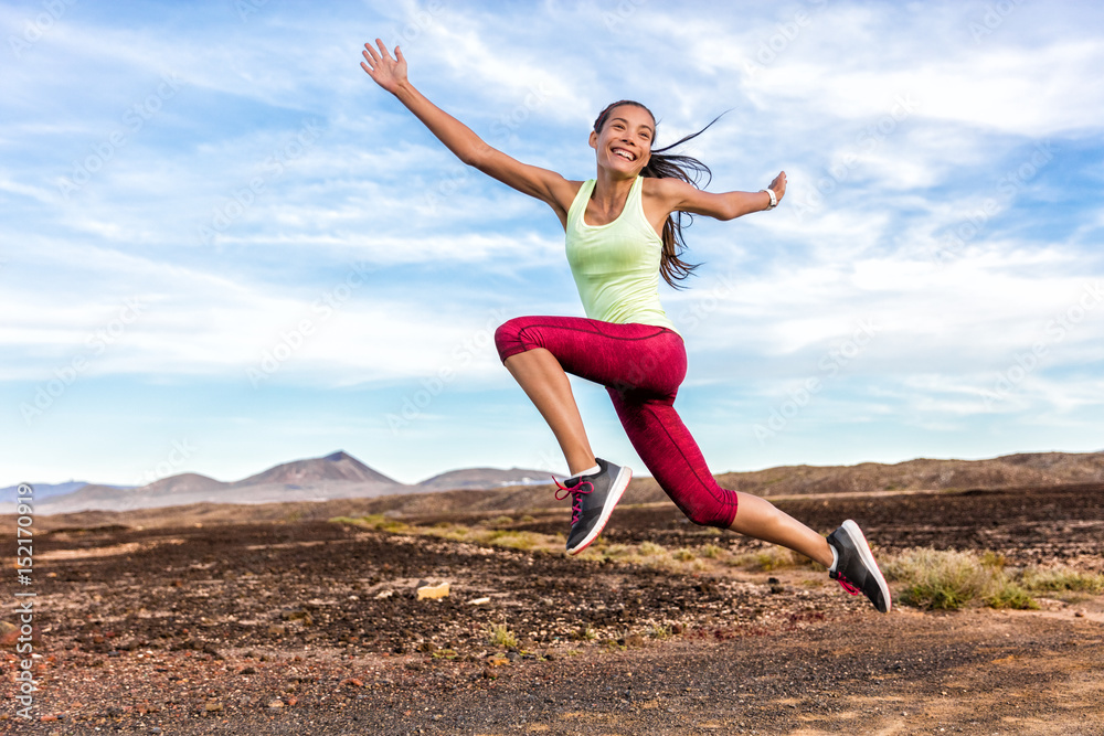 Success freedom carefree runner woman running fun Success freedom carefree runner woman running fun