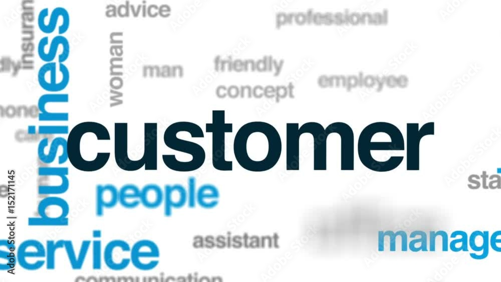 Customer animated word cloud, text design animation.