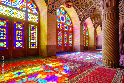 Colorful Nasir al-Mulk Mosque in Shiraz, Iran