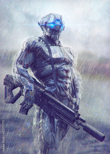 Obraz na płótnie Military Cyborg. 3D illustration