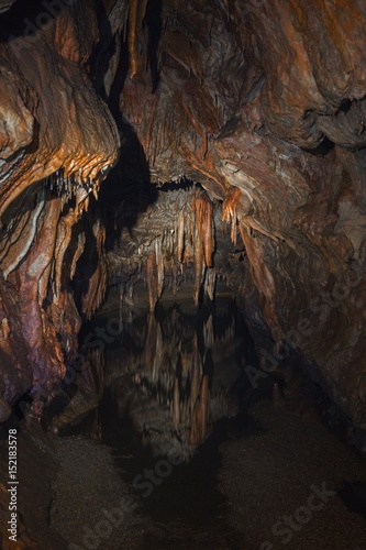 Underground lake sorrunded by rocks photo