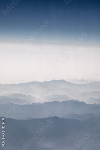 Aerial view of large mountains
