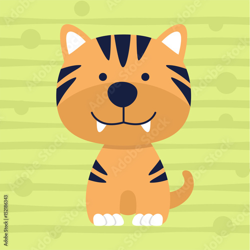 Fototapeta Naklejka Na Ścianę i Meble -  cute little tiger soft color kids t shirt design