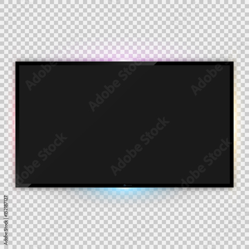 Realistic tv screen template with backlight ambient lighting