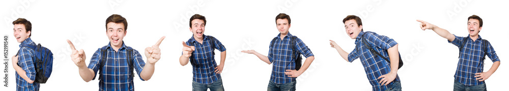 Student with backpack isolated on the white Student with backpack isolated on the white