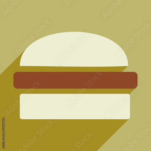 Flat style icon with long shadow hamburger