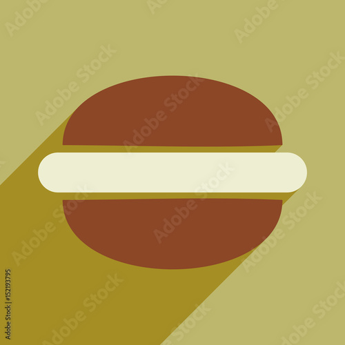 Flat style icon with long shadow hamburger