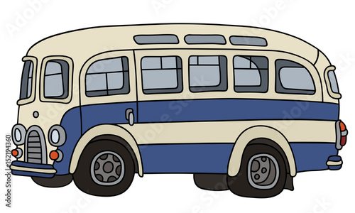 Retro blue and white bus