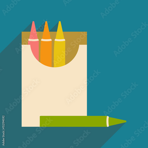 Flat with shadow icon and mobile application crayons