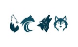 Wolf Set Four Logo Template