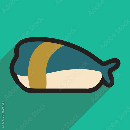 Flat with shadow icon Sashimi with shrimp on stylish background