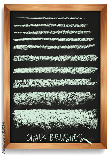 Vintage vector brush on the blackboard. Chalk marks and coal. Grainy texture. Samples are saved in the file palette. High resolution image. Template for registration of design projects.
