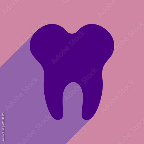 Flat style icon with long shadow tooth