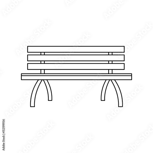 wooden standard bench, place for sitting outline vector illustration