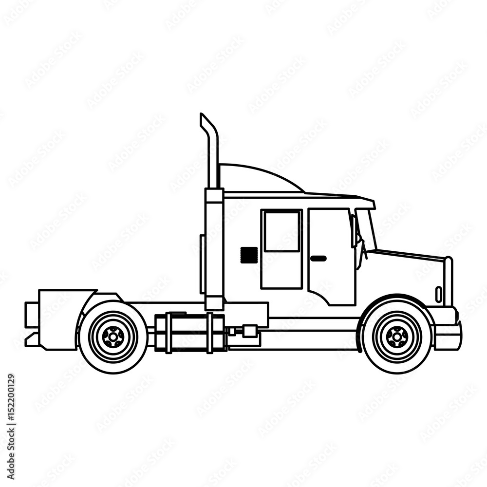 semi truck cab vehicle commerce outline vector illustration Stock