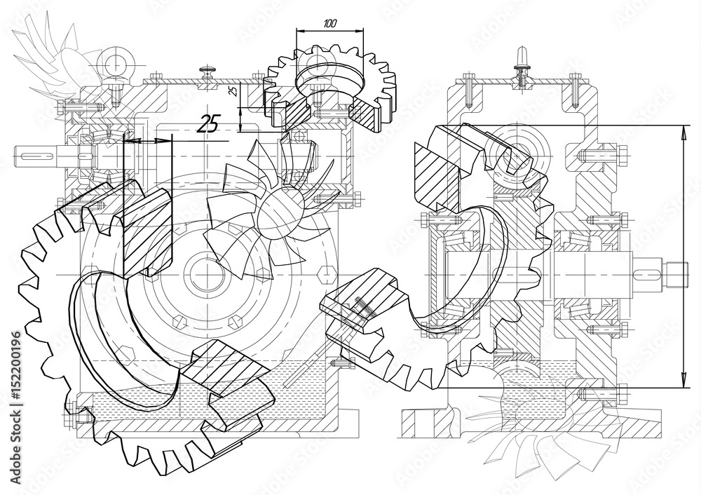 Machine-building drawings on a white background, wheels.