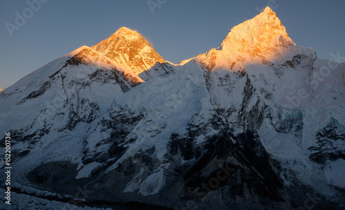 Sunset light on Mount Everest, highest mountain in the world,  in Himalaya, Nepal © Jan Wunsch