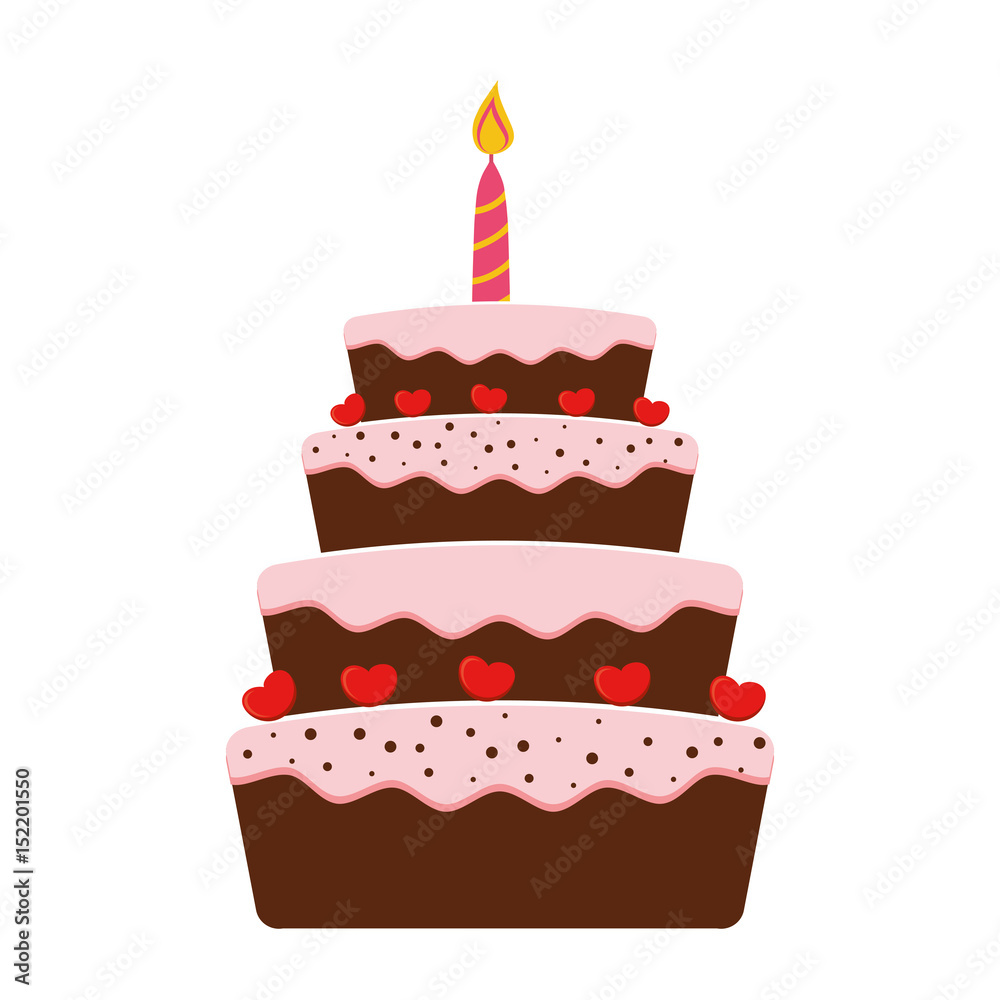 birthday cake with candles icon over white background. colorful design. vector illustration