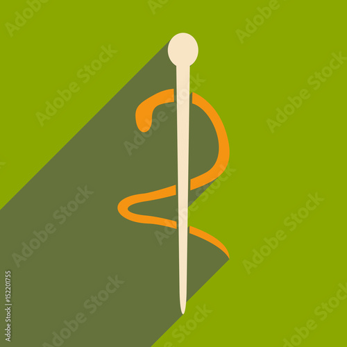Flat with shadow icon and mobile application medical snake