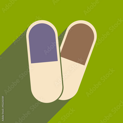 Flat with shadow icon and mobile application pharmaceutics