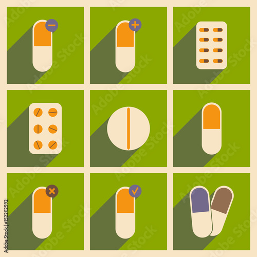 Flat with shadow concept and mobile application pharmaceutical drugs