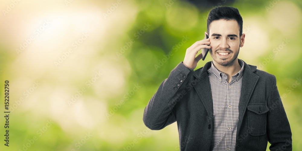 young talking on mobile phone man