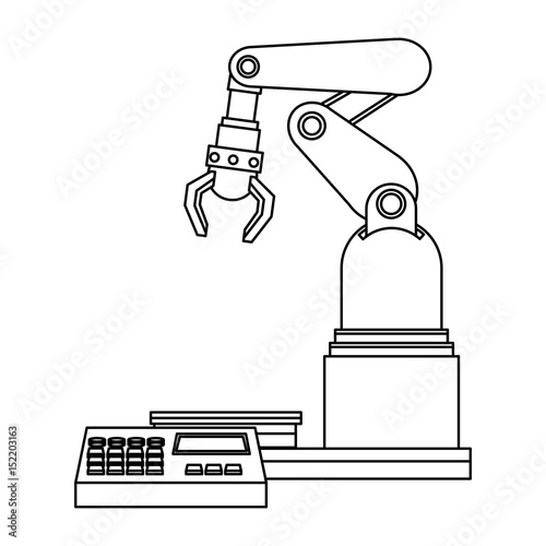digital controller for robot in factory. smart factory industry vector rillustration