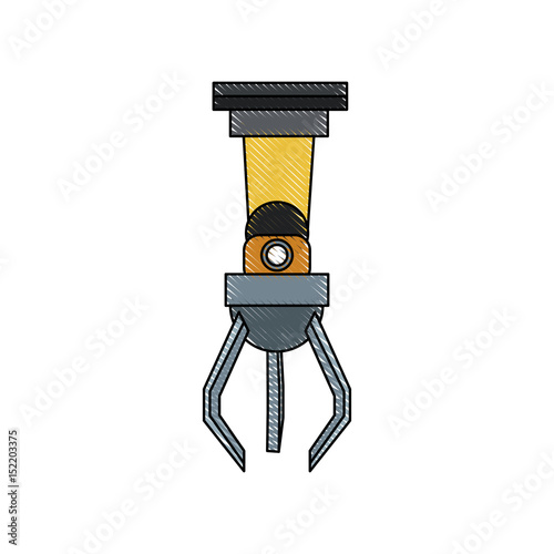 industrial robot arm for assembly machines, manipulator with finger clamp vector illustration