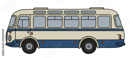 Classic blue and cream line bus