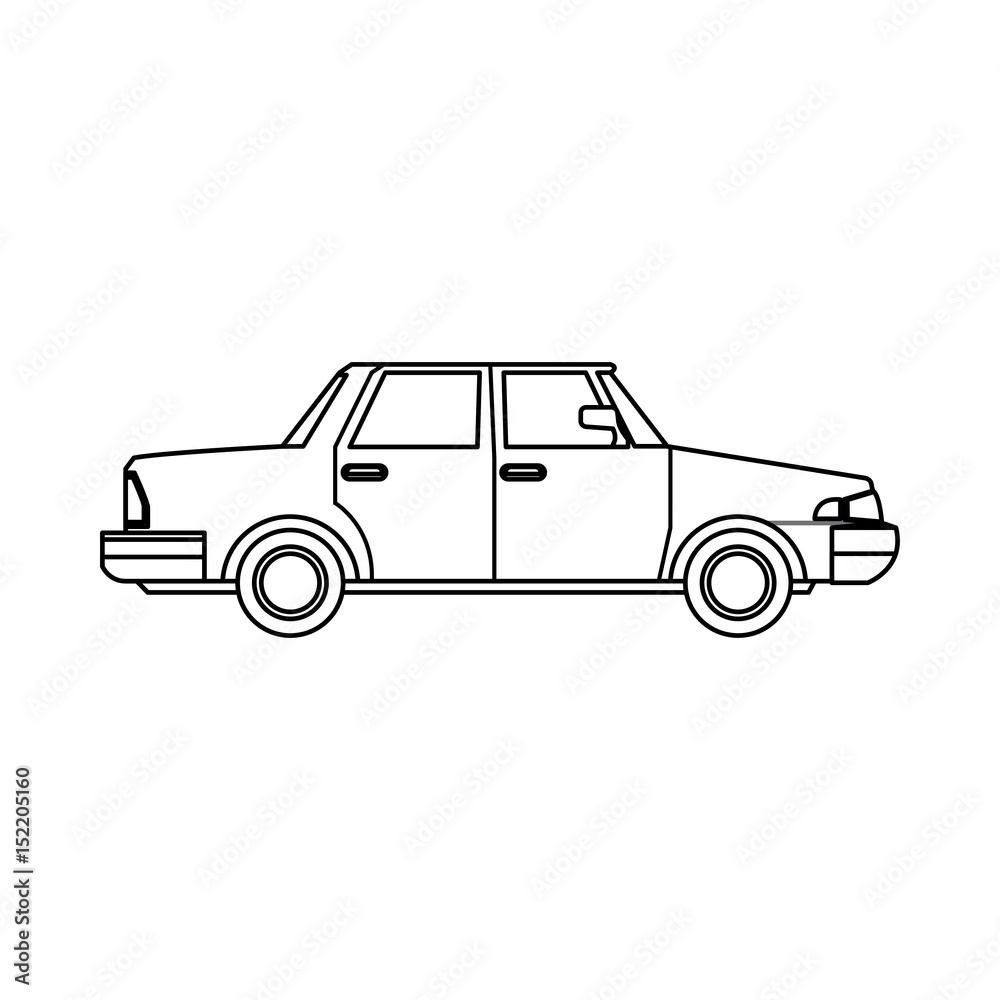sedan car vehicle transport image outline vector illustration