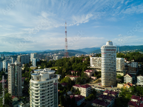Aerial view of city center