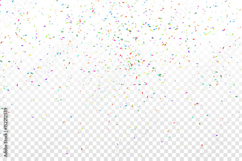 Vector realistic colorful confetti on the transparent background. Concept of happy birthday, party and holidays. photo