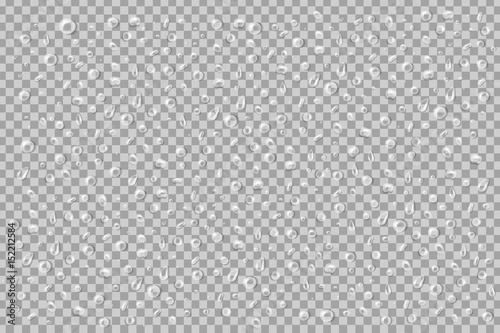 Vector set of realistic isolated water ice droplets on the transparent background.