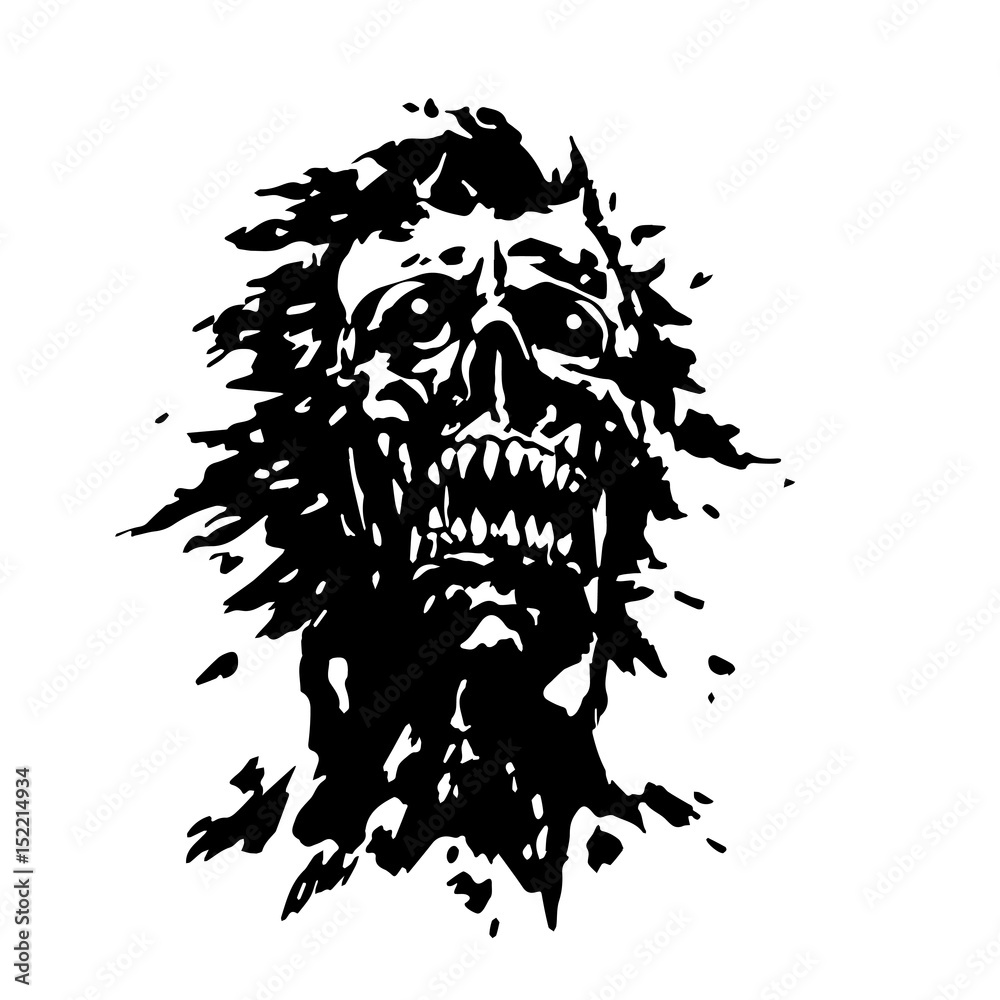 Naklejka premium Scary screaming vampire head. Vector illustration.
