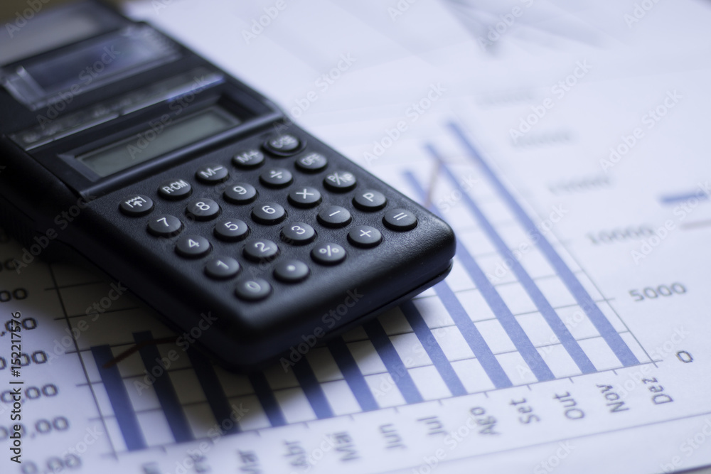 Finance items, Calculator and financial charts Finance items, Calculator and financial charts