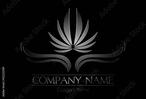 Silver logo with the image of the symmetrical blooming clover