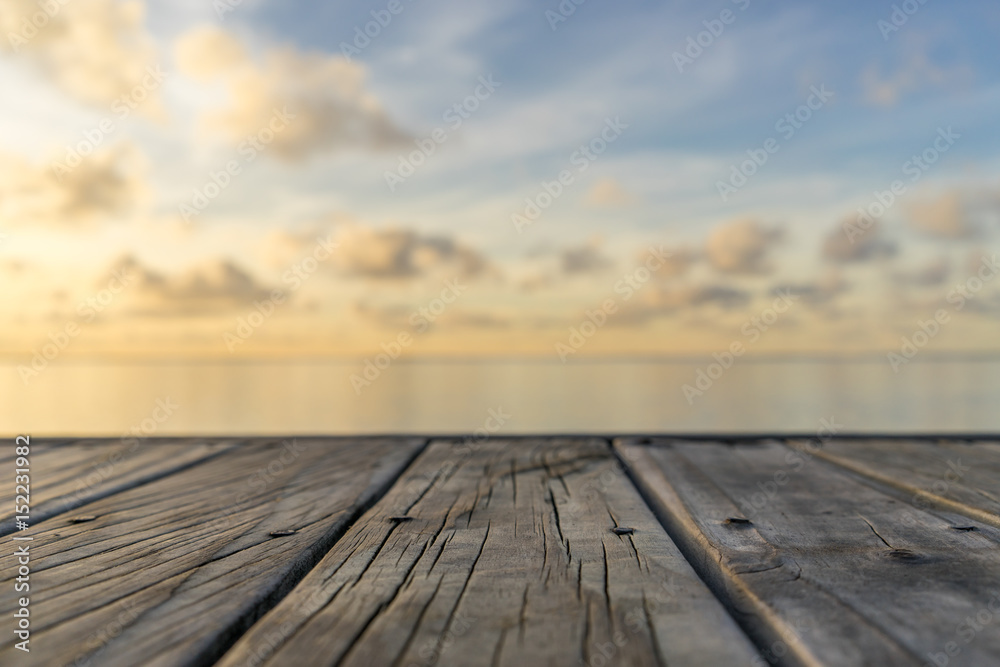 Wooden floor with seascape