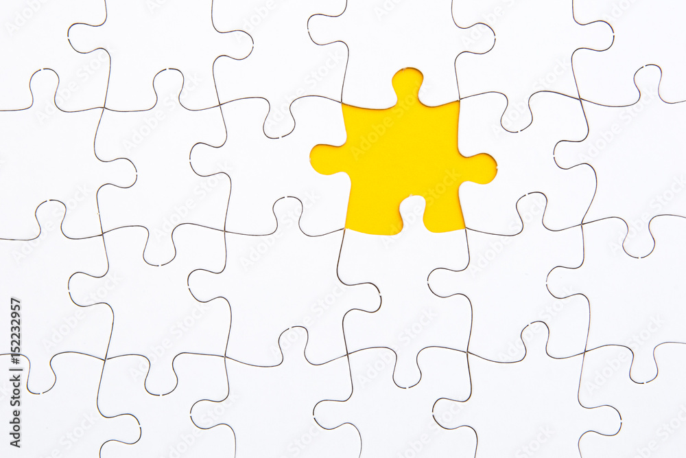 Puzzle Pieces - white with yellow missing space
Puzzle Pieces - white with yellow missing space