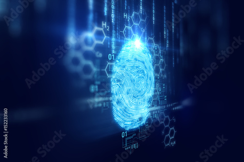 Fingerprint Scanning on blue technology  Illustration