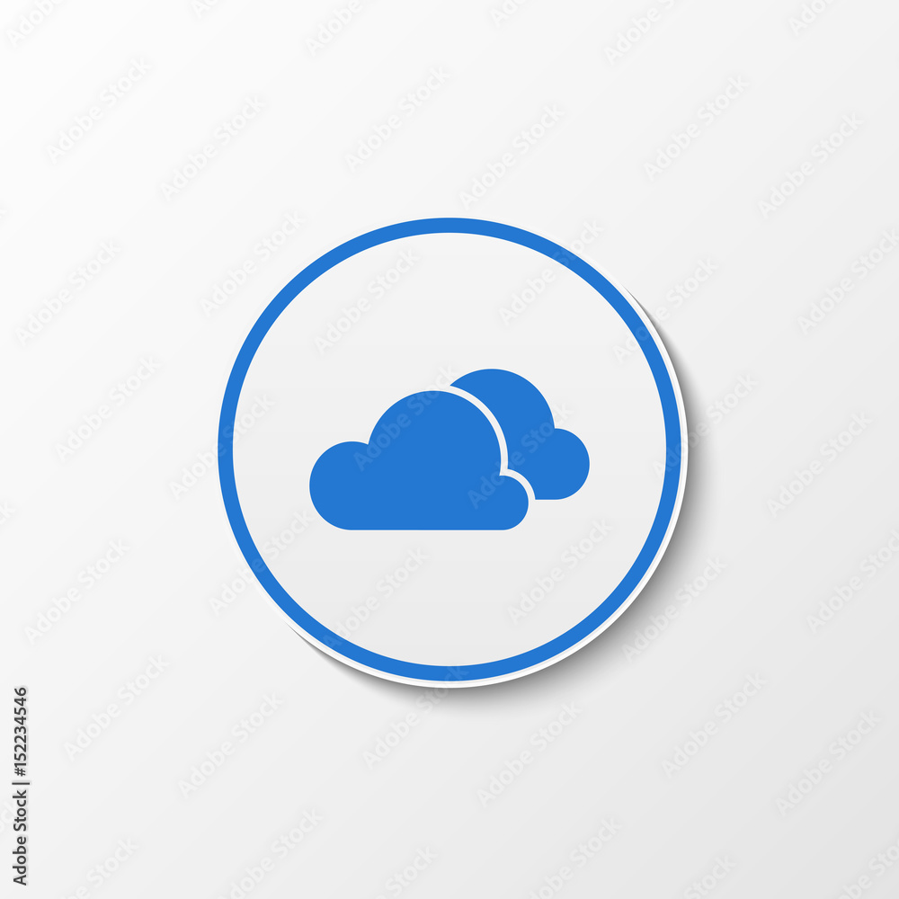 White circle with blue cloud inside. Blue cloud. White circle with blue cloud inside. Blue cloud.