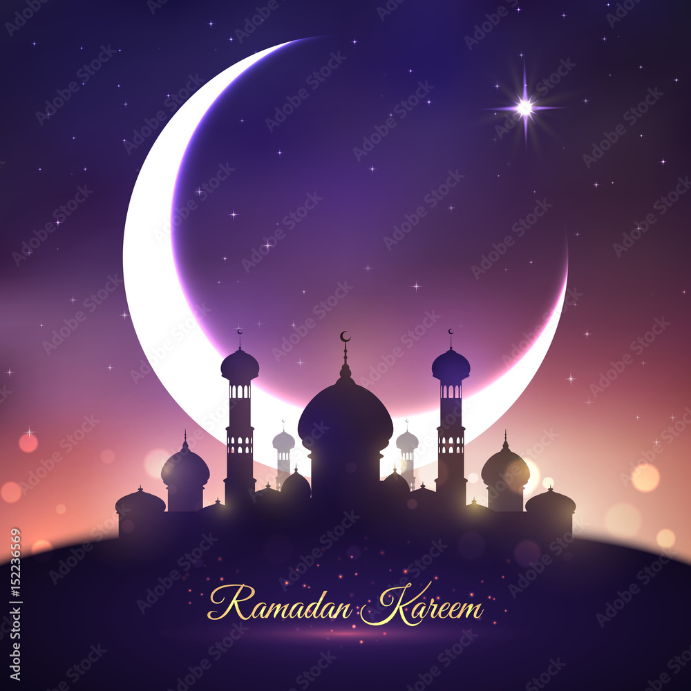 Fototapeta premium Ramadan Kareem, Eid Mubarak greeting card design