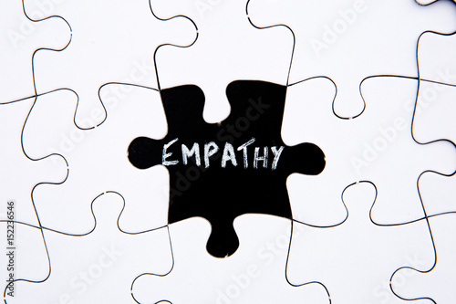 Puzzle Pieces - with word Empathy in black chalkboard space
