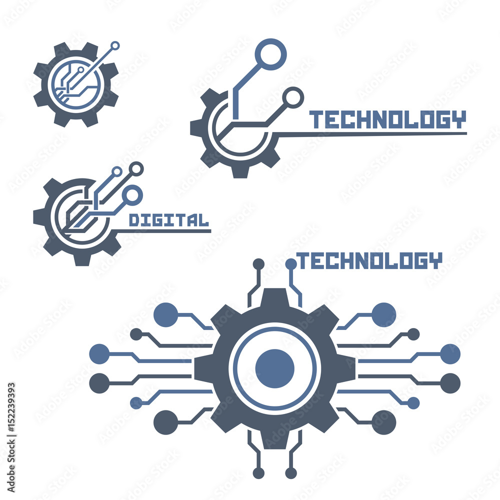 Set of technology elements. Tech logo template.
