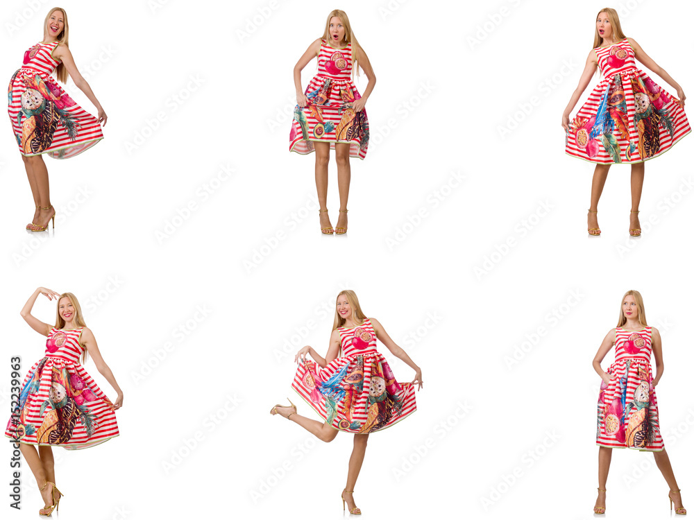 Collage of woman in fashion look isolated on white Collage of woman in fashion look isolated on white