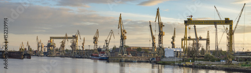 Szczecin, Poland-May 2017: industrial areas of shipyards in Szczecin