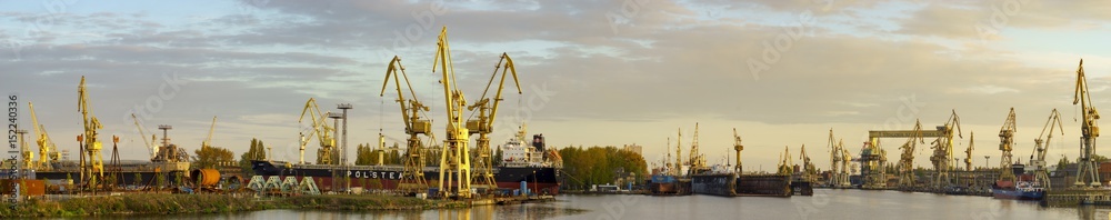 Szczecin, Poland-May 2017: industrial areas of shipyards in Szczecin